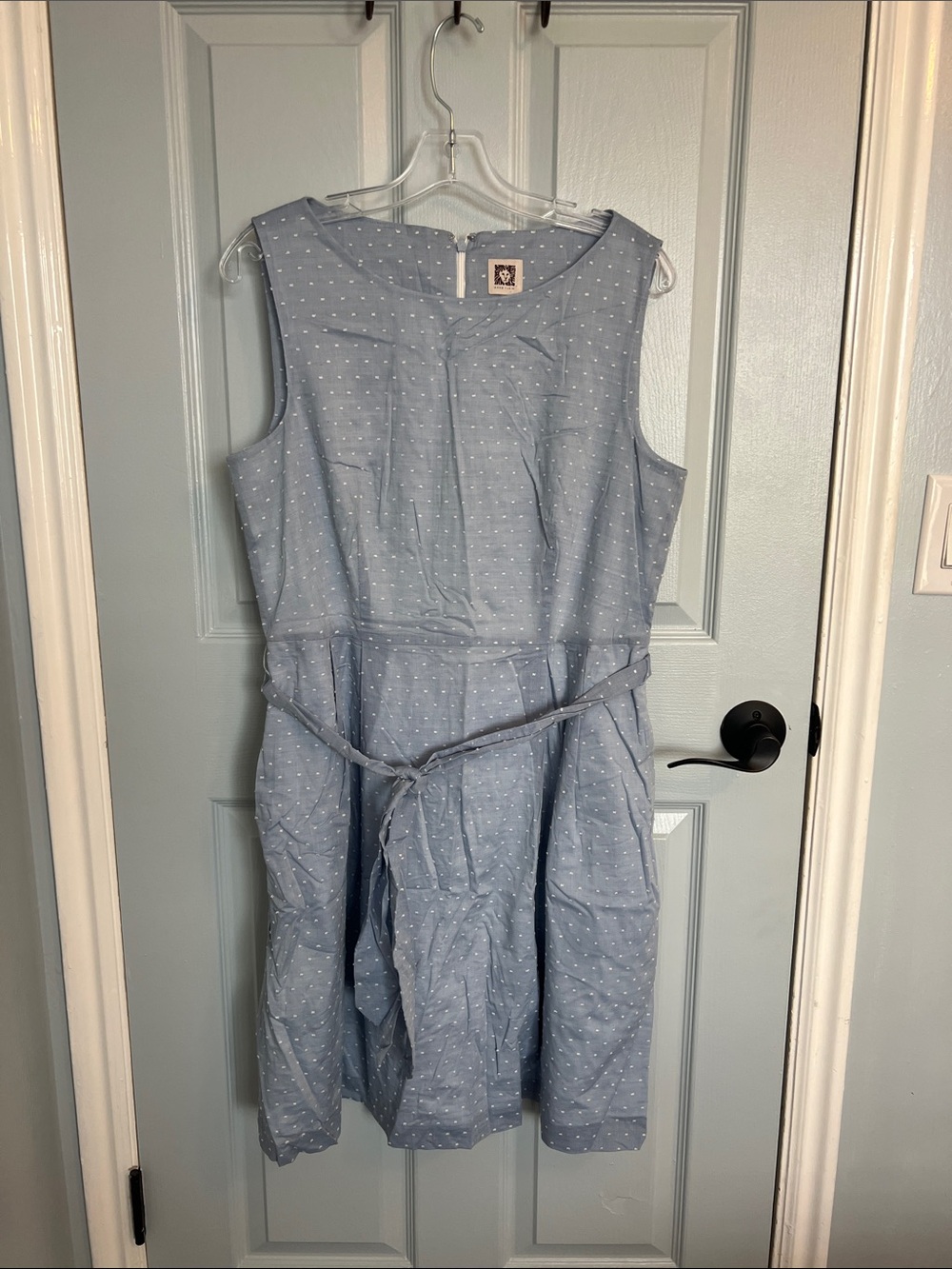 Anne Klein Light Blue Polka Dot Midi Dress